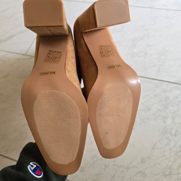 Miss Lola Milano Square Heel Boots In Nude Size 6.5 - Picture 8 of 16